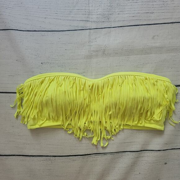 Victoria's Secret Size L Fringe Neon Yellow Bandeau Swim Top Beachwear Summer - Picture 4 of 9